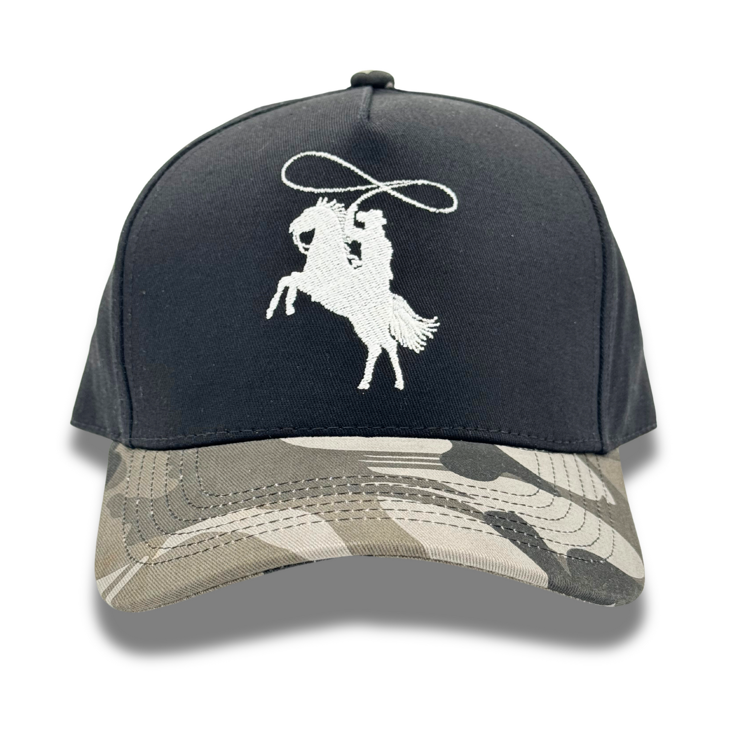 Cowboy Black Hat with Camo Brim